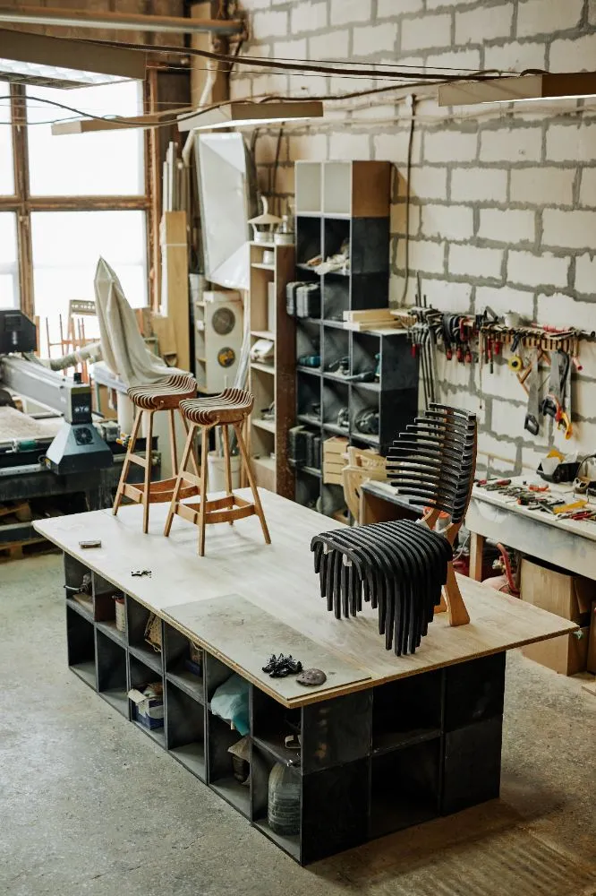 handcrafted furniture in a workshop